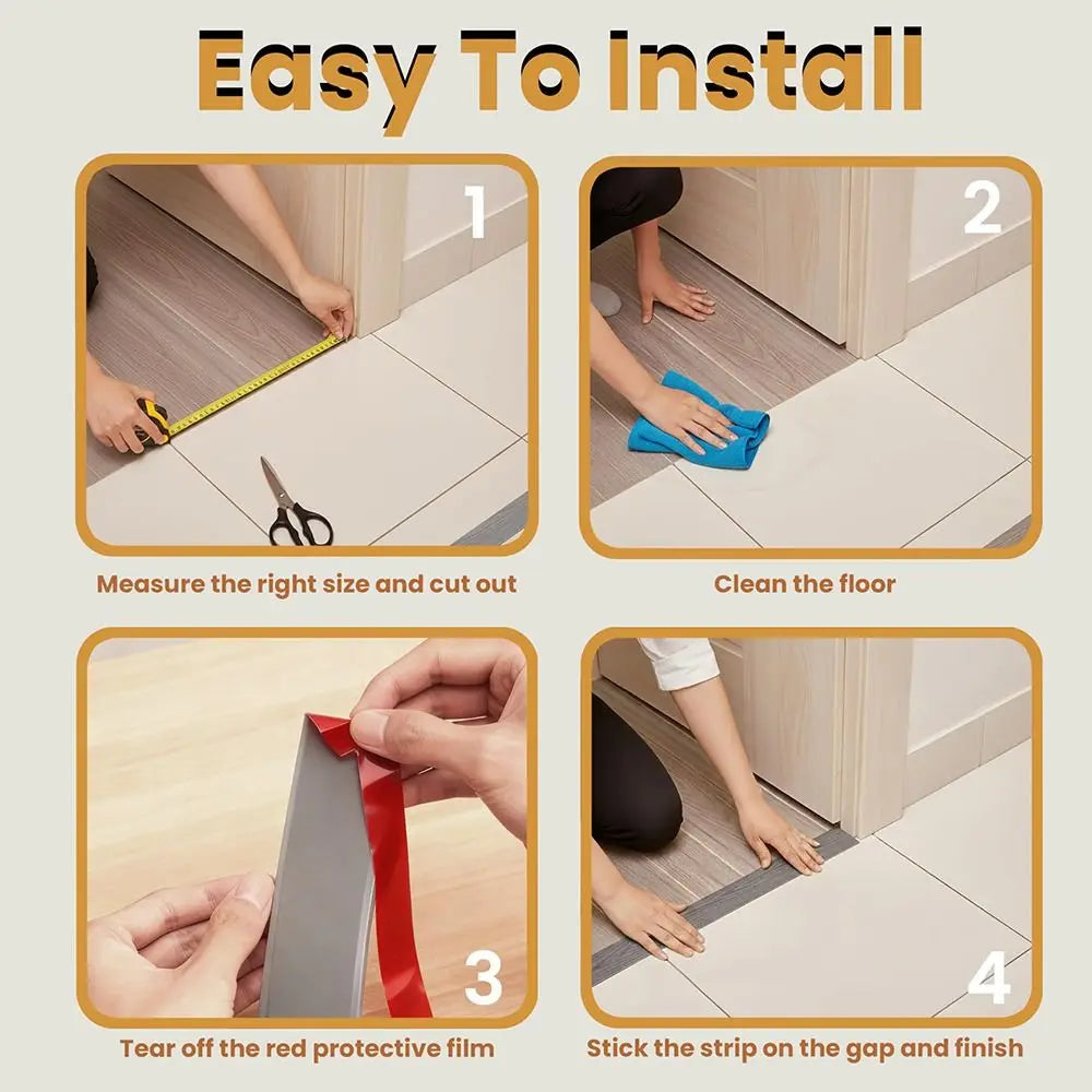 Wood Like Self Adhesive Floor Transition Strip PVC Material Insect Proof Door Seal Waterproof Windproof