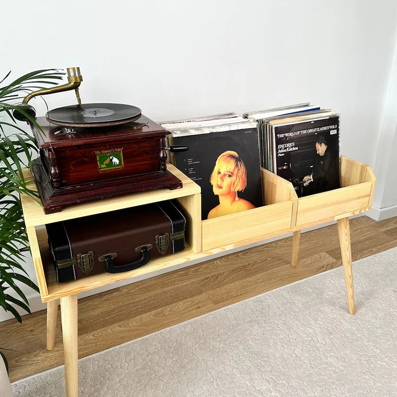 Wood Record Player Stand, Plywood Panel Style Cabinet, Modern Living Room Furniture, Custom Home Furniture, Heavy Duty Console