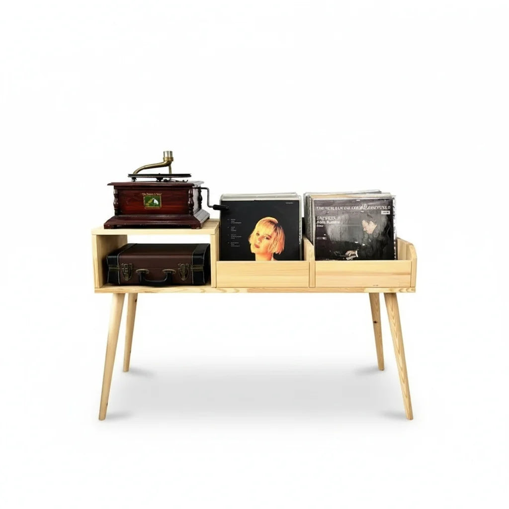 Wood Record Player Stand, Plywood Panel Style Cabinet, Modern Living Room Furniture, Custom Home Furniture, Heavy Duty Console