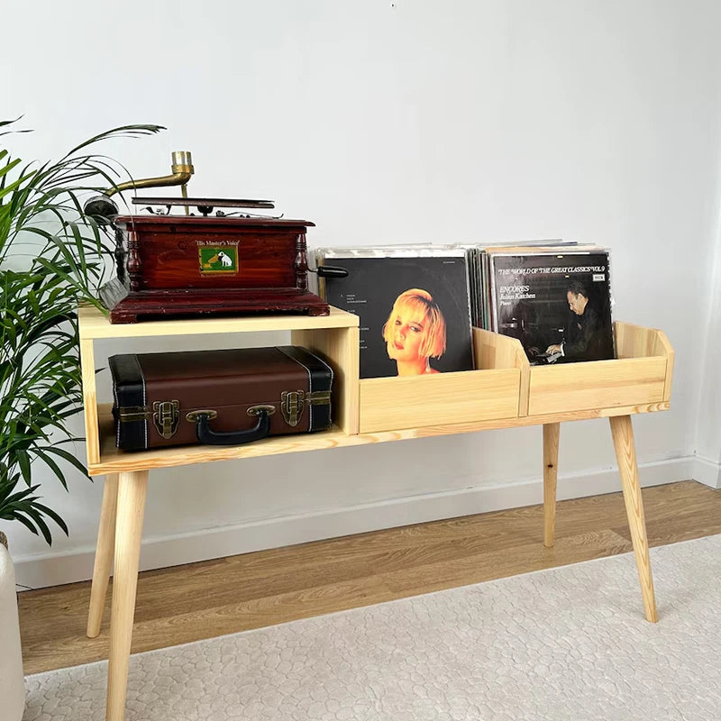 Wood Record Player Stand, Plywood Panel Style Cabinet, Modern Living Room Furniture, Custom Home Furniture, Heavy Duty Console