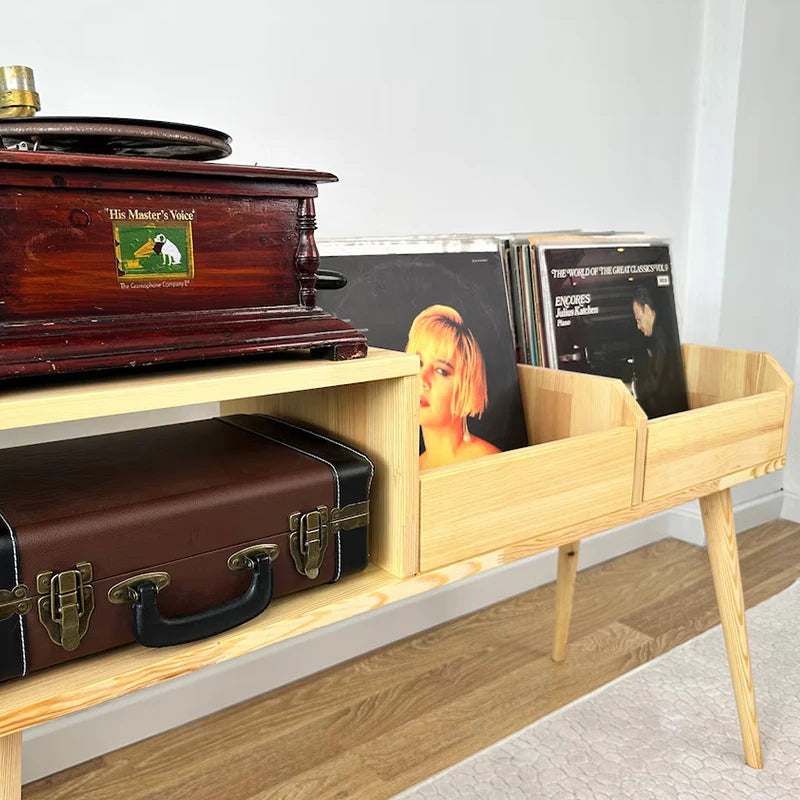 Wood Record Player Stand, Plywood Panel Style Cabinet, Modern Living Room Furniture, Custom Home Furniture, Heavy Duty Console